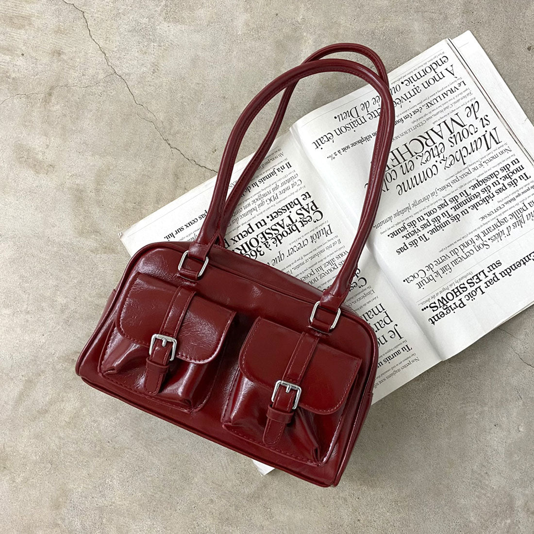 ノンヘッジ non-hedge 2ポケボストンバッグ (レッド) レッド