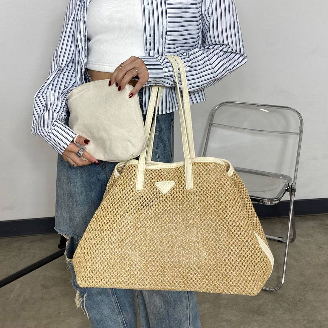 ノンヘッジ non-hedge 雑材トートバッグ (ブラック) ブラック