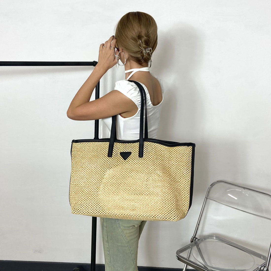 ノンヘッジ non-hedge 雑材トートバッグ (ブラック) ブラック