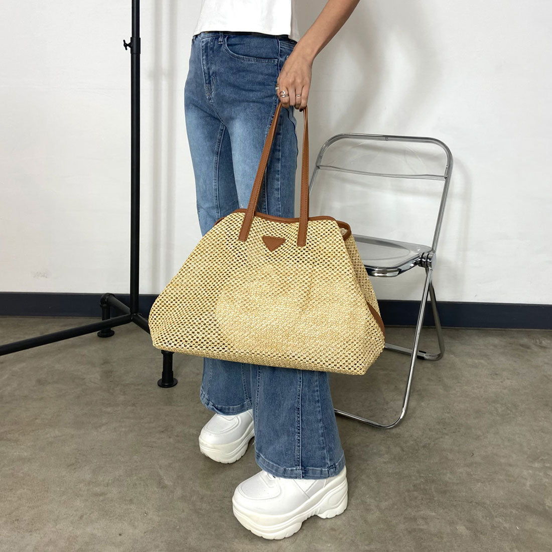 ノンヘッジ non-hedge 雑材トートバッグ (ブラック) ブラック