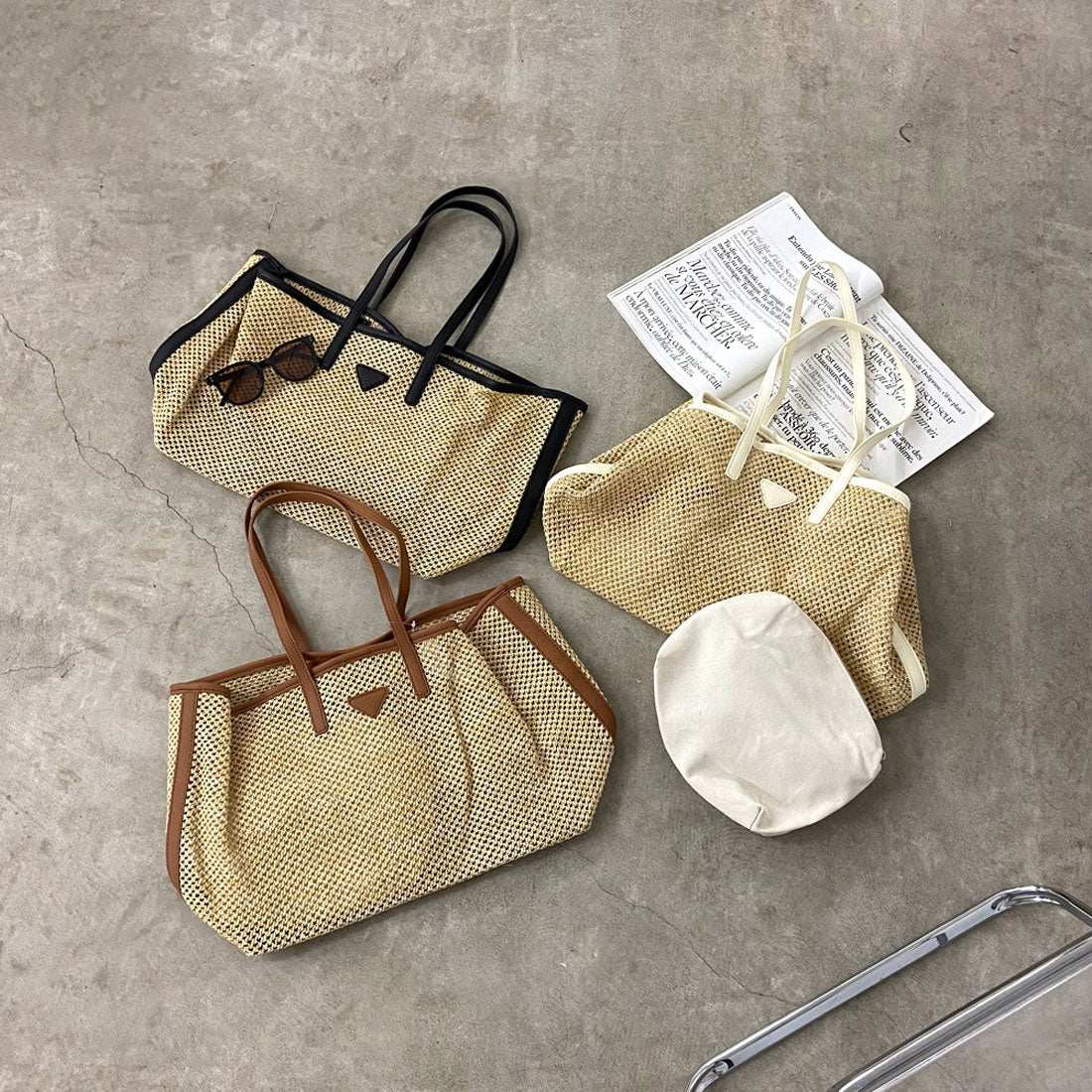 ノンヘッジ non-hedge 雑材トートバッグ (ブラック) ブラック