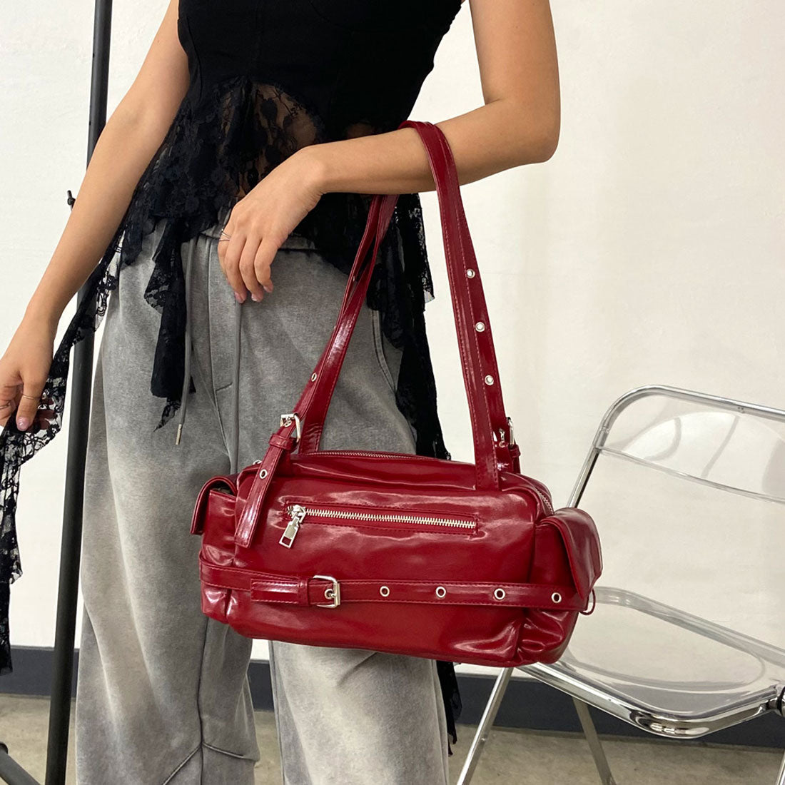 ノンヘッジ non-hedge ベルトZIPボストンバッグ (ブラウン) ブラウン