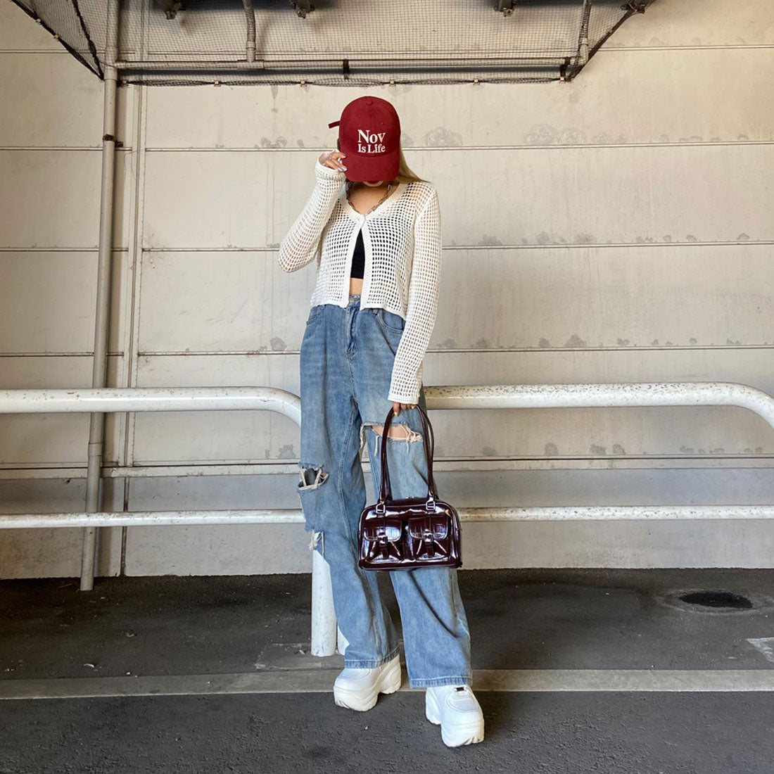 ノンヘッジ non-hedge 2ポケクロコ型押しボストンバッグ (ブラック) ブラック