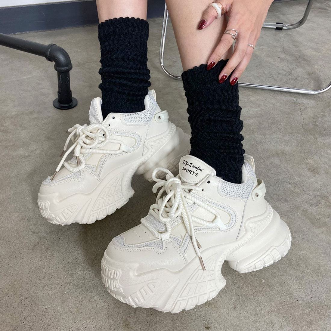 ノンヘッジ non-hedge ストーン厚底スニーカー (ブラック) ブラック