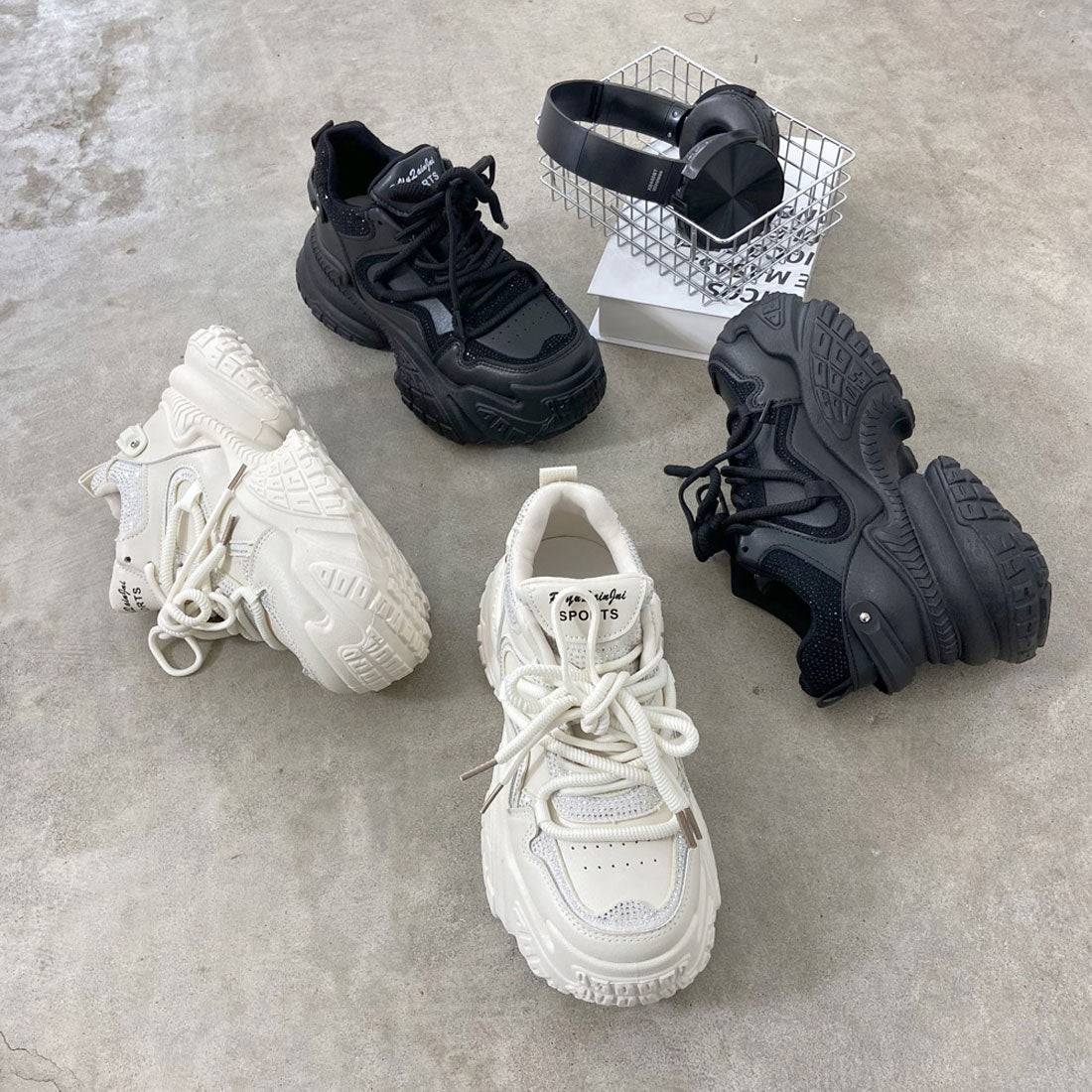 ノンヘッジ non-hedge ストーン厚底スニーカー (ブラック) ブラック