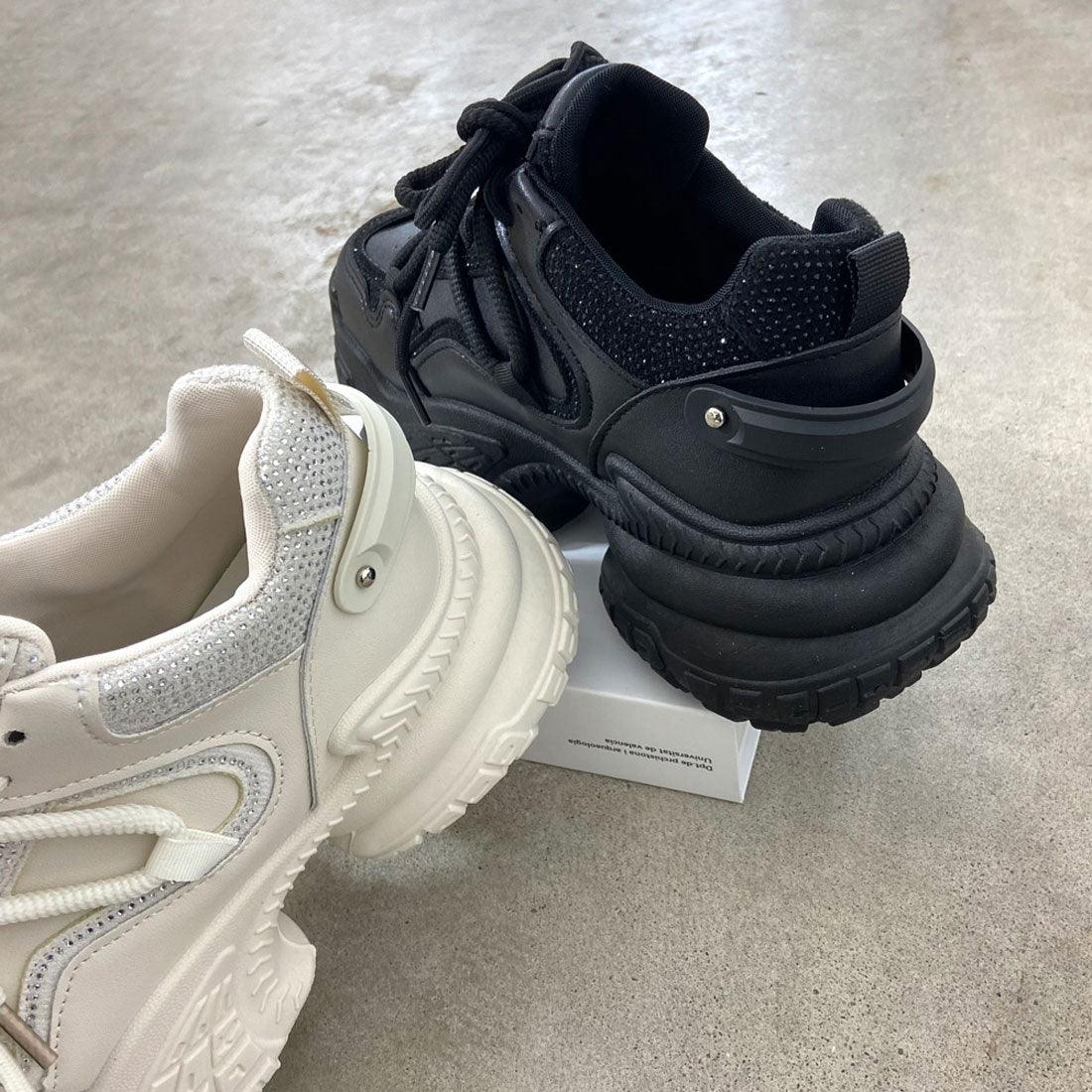 ノンヘッジ non-hedge ストーン厚底スニーカー (ブラック) ブラック