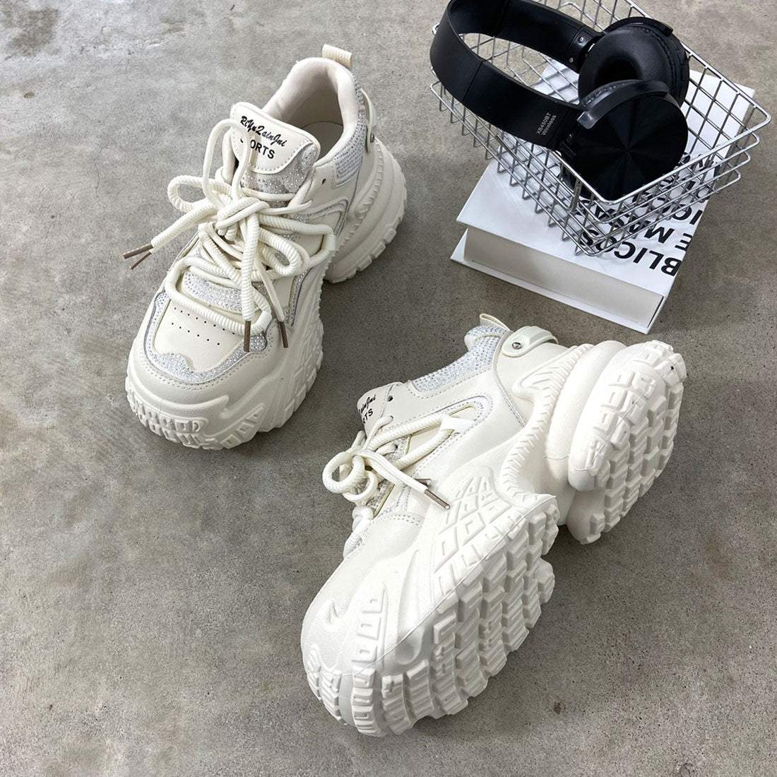 ノンヘッジ non-hedge ストーン厚底スニーカー (オフホワイト) オフホワイト