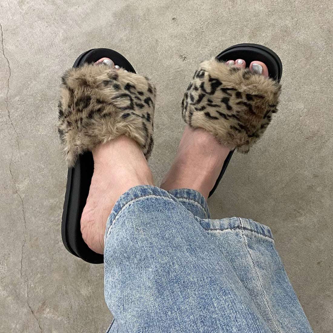 ノンヘッジ non-hedge ★WEB限定★ファーサンダル (ブラック) ブラック