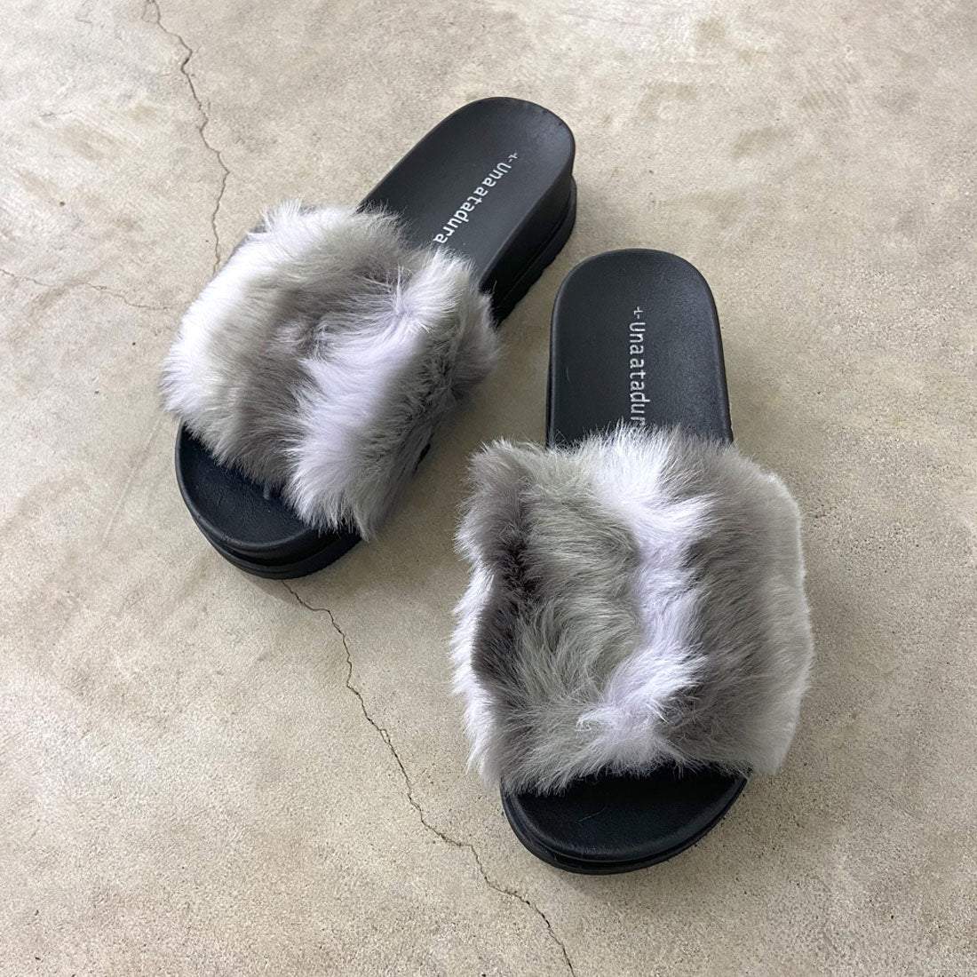 ノンヘッジ non-hedge ★WEB限定★ファーサンダル (ミックスグレー) ミックスグレー