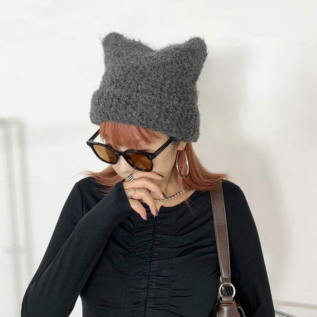 ノンヘッジ non-hedge ネコミミブークレニット帽