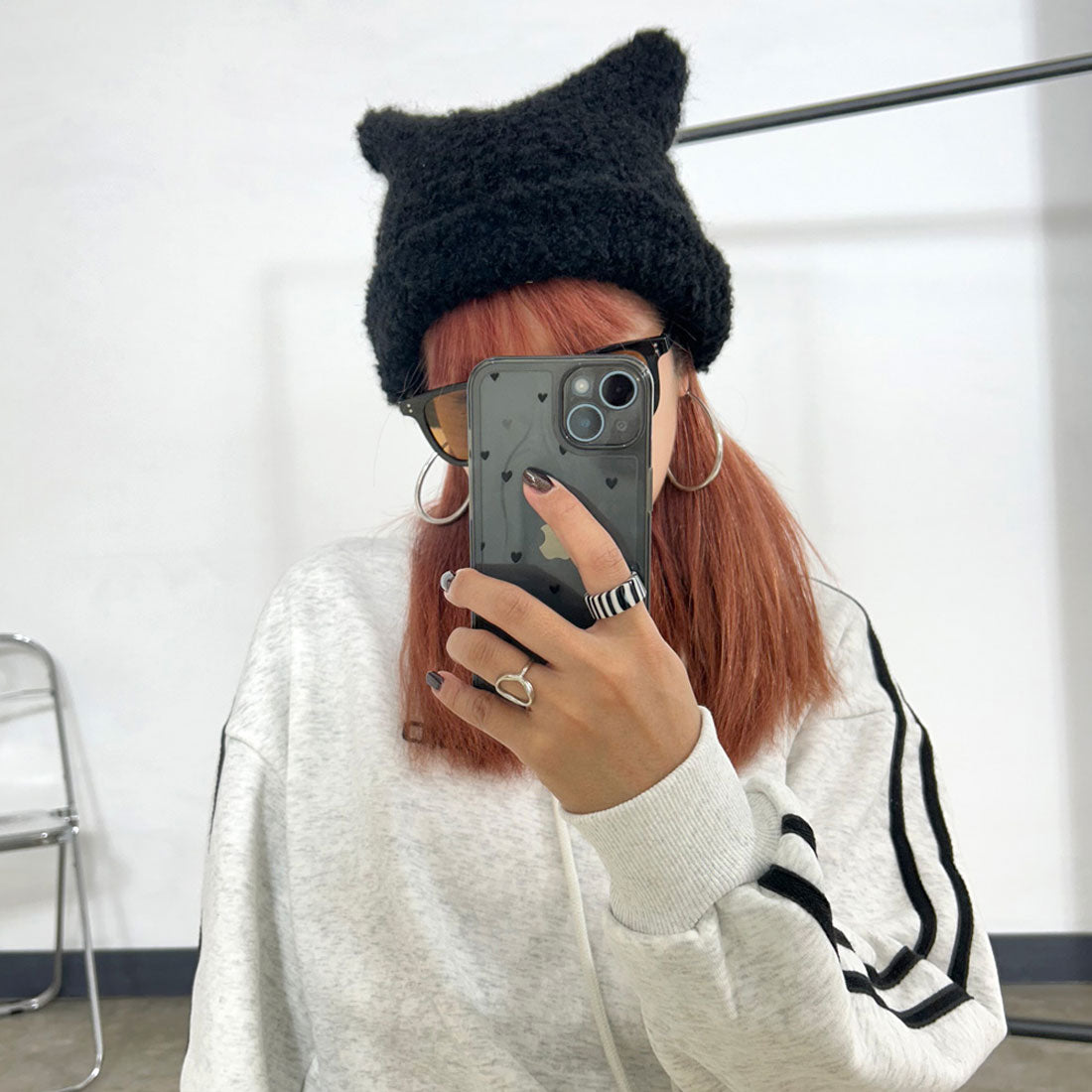 ノンヘッジ non-hedge ネコミミブークレニット帽