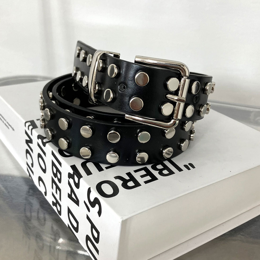 ノンヘッジ non-hedge Wスタッズベルト (ブラック) ブラック