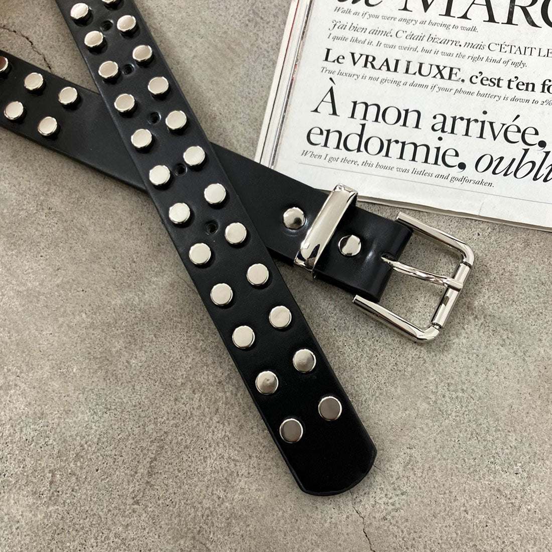 ノンヘッジ non-hedge Wスタッズベルト (ブラック) ブラック