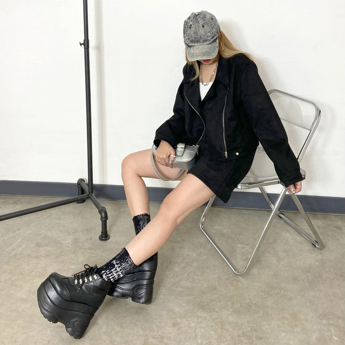 非對沖 non-hedge ★網路限定★剪裁麂皮外套・褲子套裝