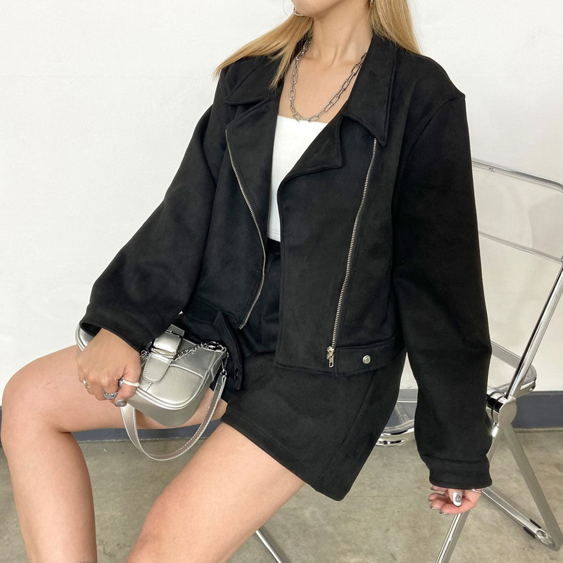 非對沖 non-hedge ★網路限定★剪裁麂皮外套・褲子套裝