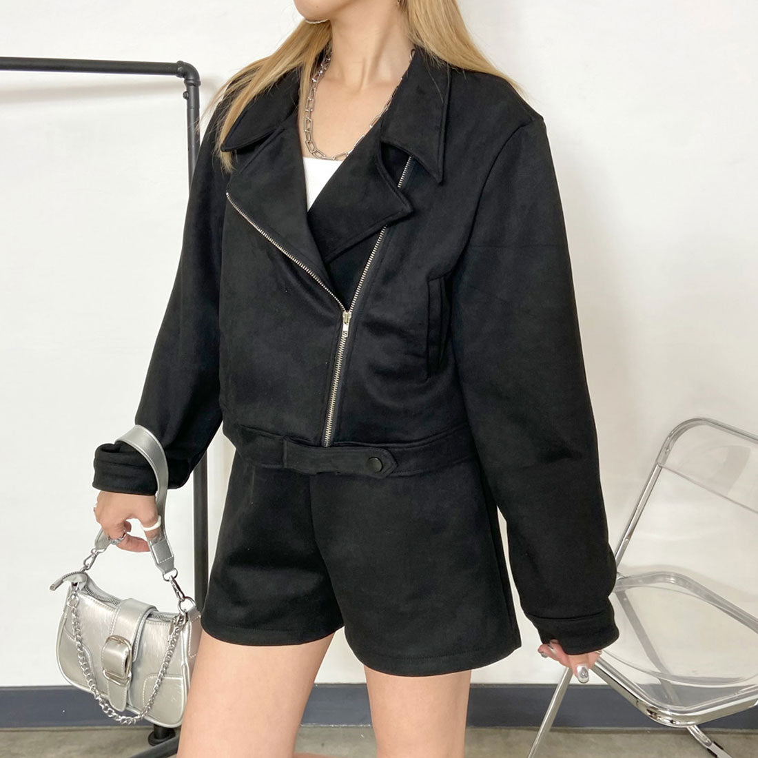 非對沖 non-hedge ★網路限定★剪裁麂皮外套・褲子套裝