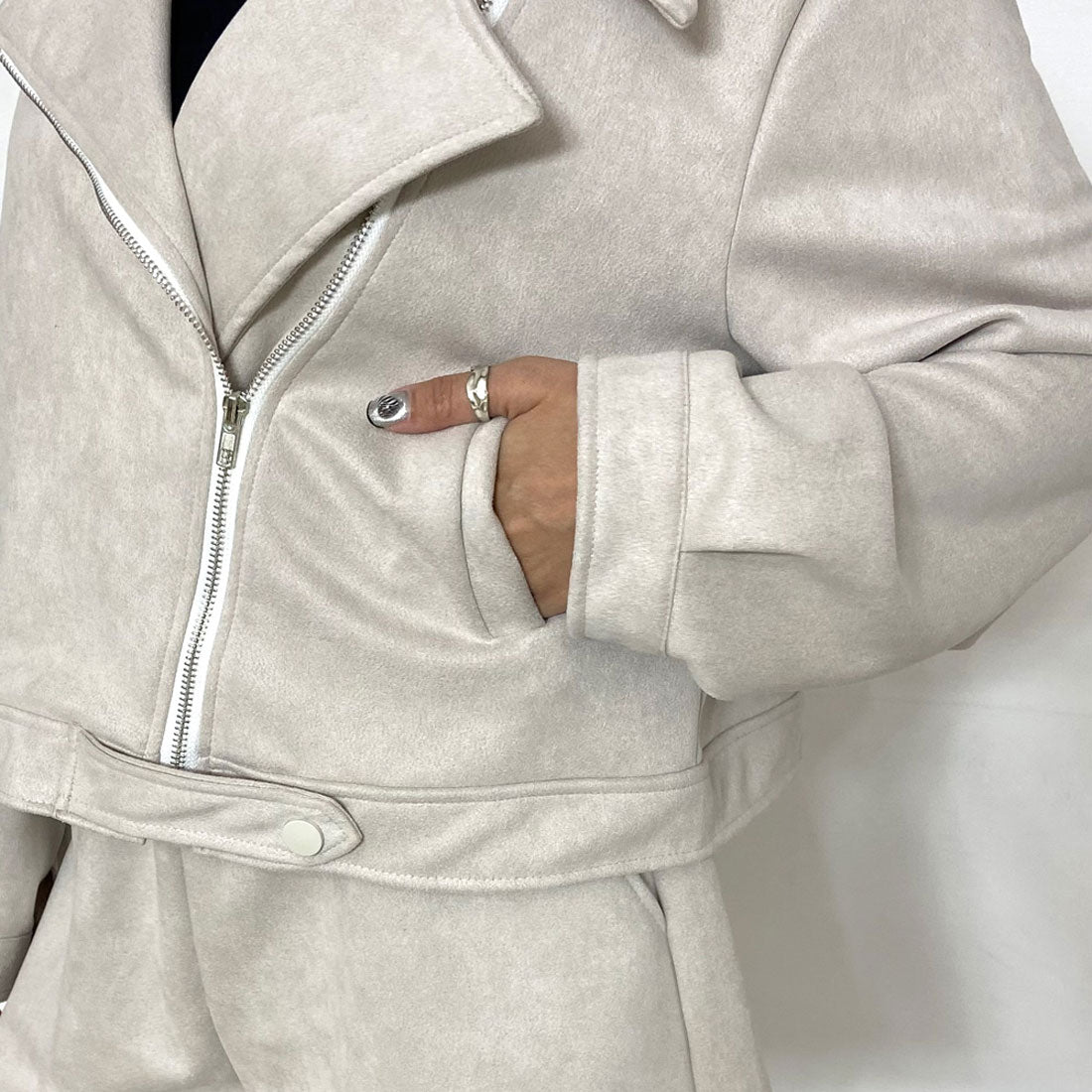 非對沖 non-hedge ★網路限定★剪裁麂皮外套・褲子套裝