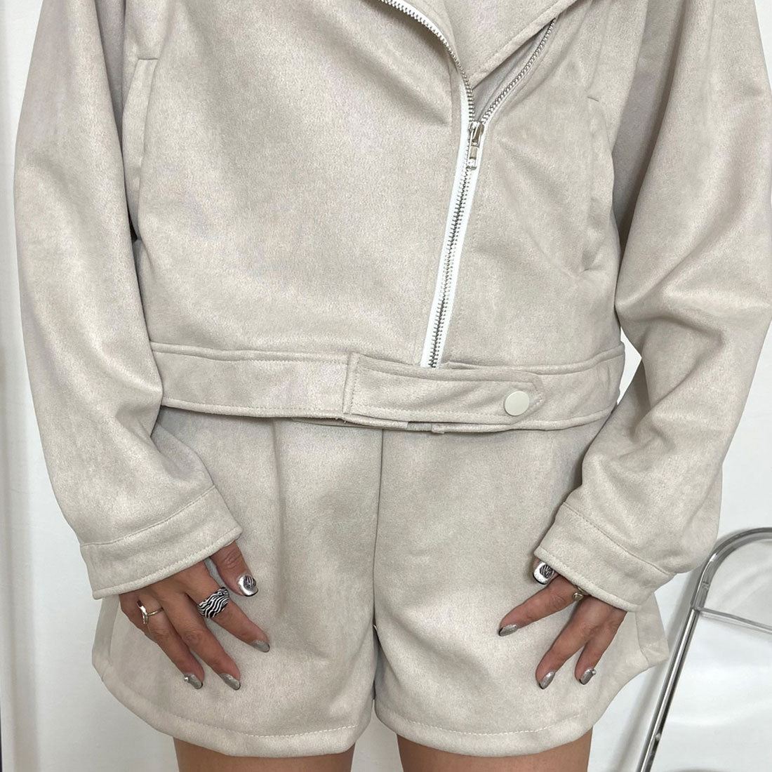 非對沖 non-hedge ★網路限定★剪裁麂皮外套・褲子套裝