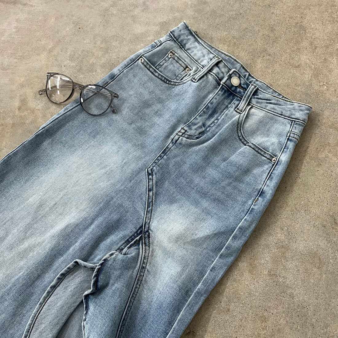 非對沖 牛仔布荷葉邊長裙