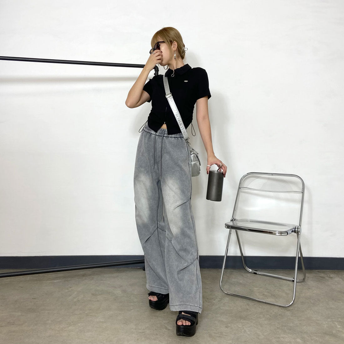 ノンヘッジ non-hedge ZIPサイドドロストポロ (ブラック) ブラック