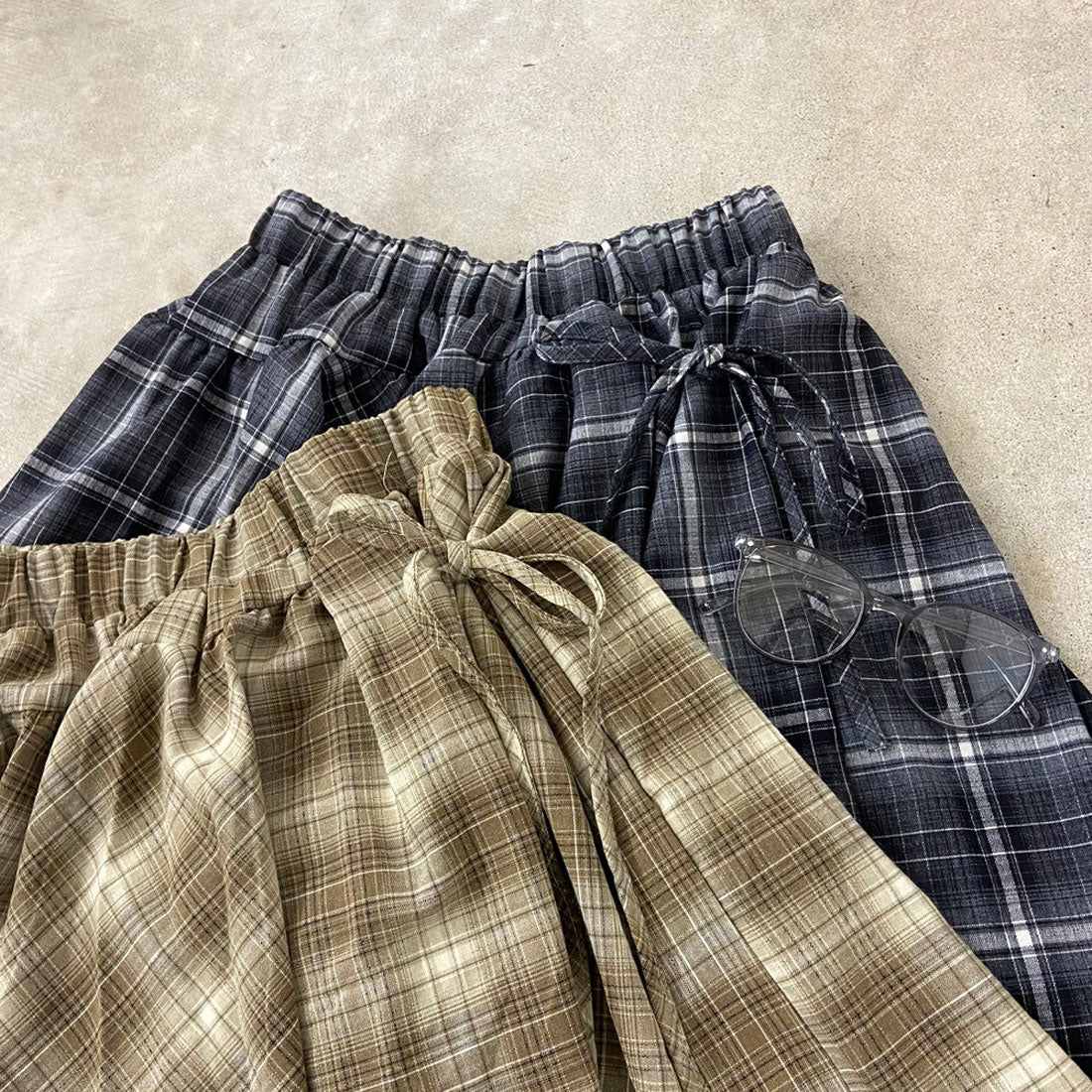 ノンヘッジ non-hedge チェックアシメスカート (ブラック) ブラック