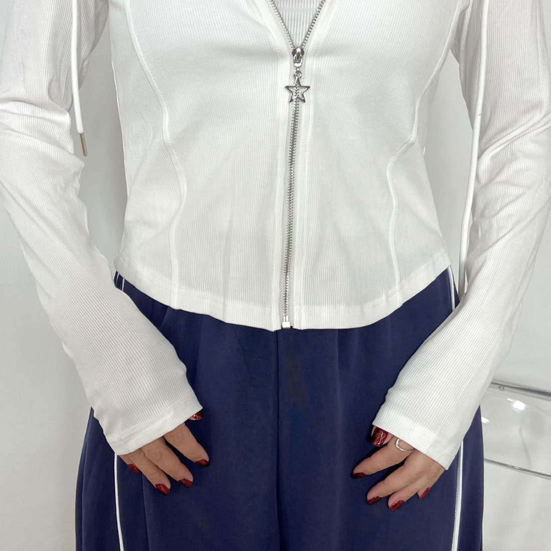 ノンヘッジ non-hedge ZIPフード・ストーンロゴキャミセット (ブラック) ブラック