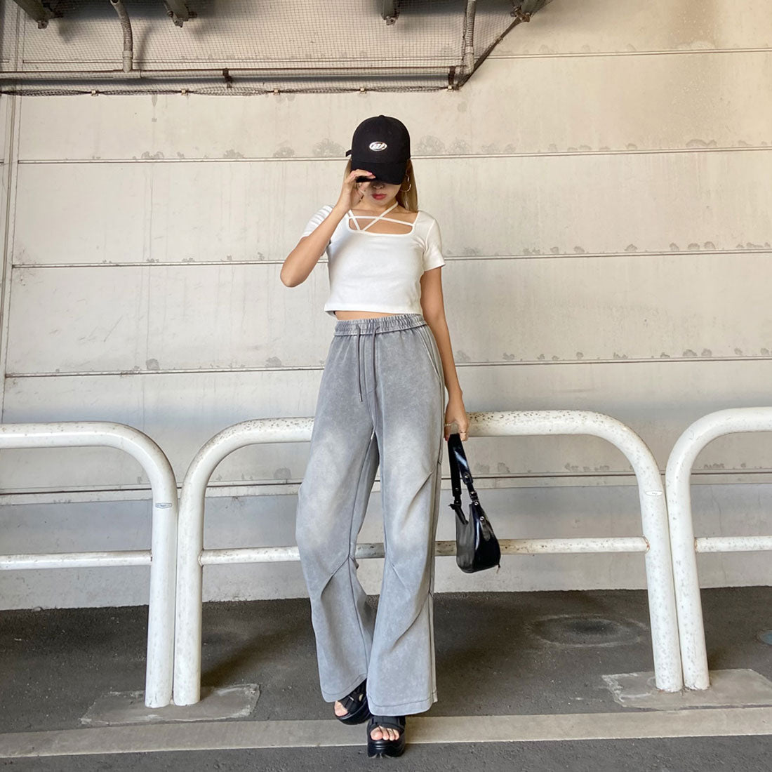 ノンヘッジ non-hedge リブスクエアクロスT (ピンク) ピンク