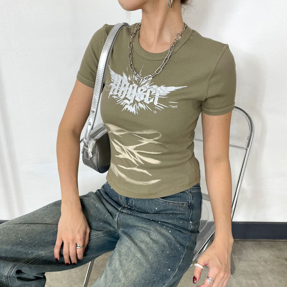 ノンヘッジ non-hedge シルバーロゴチビT (ブラック) ブラック