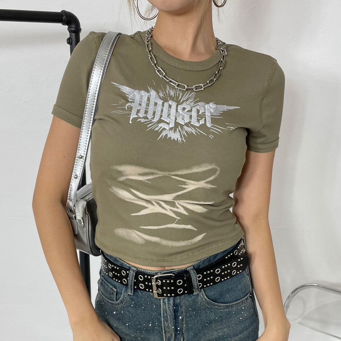 ノンヘッジ non-hedge シルバーロゴチビT (カーキ) カーキ