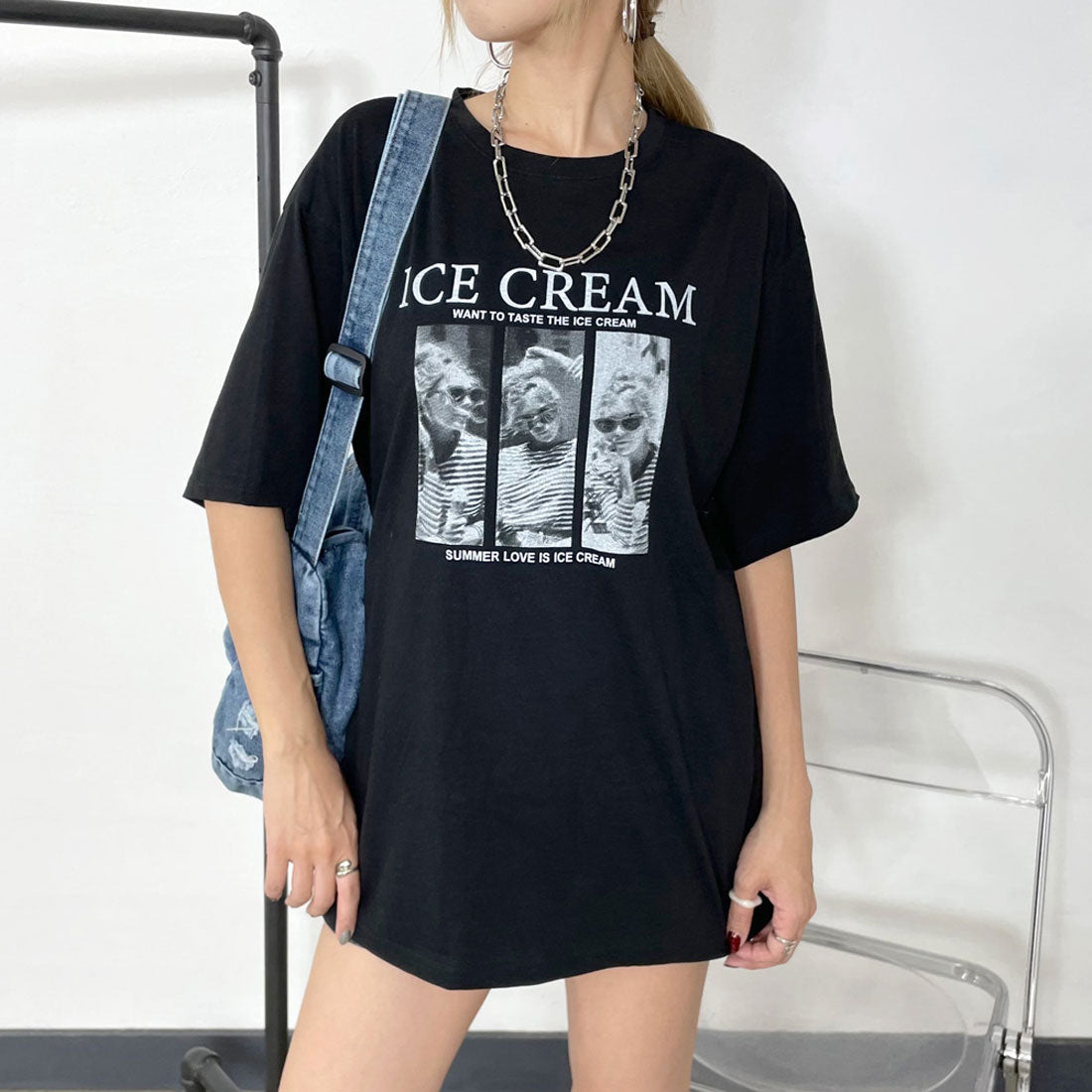 ノンヘッジ non-hedge ICE転写ビッグTシャツ (ブラック) ブラック