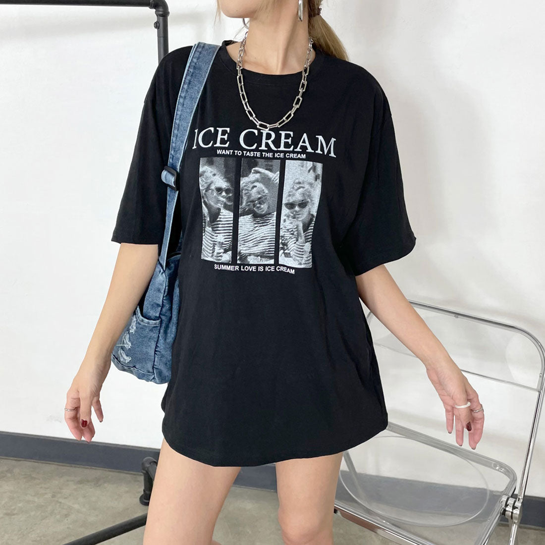 ノンヘッジ non-hedge ICE転写ビッグTシャツ (ブラック) ブラック