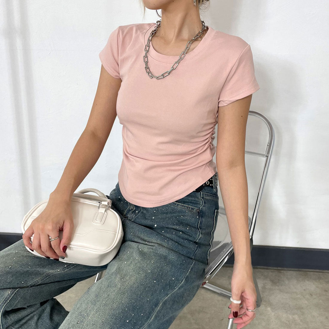 ノンヘッジ non-hedge サイドドロストTシャツ (グレー) グレー