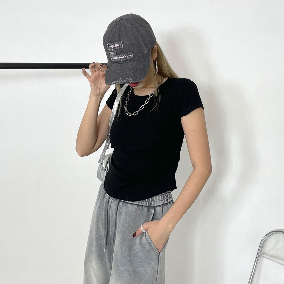 ノンヘッジ non-hedge サイドドロストTシャツ (グレー) グレー