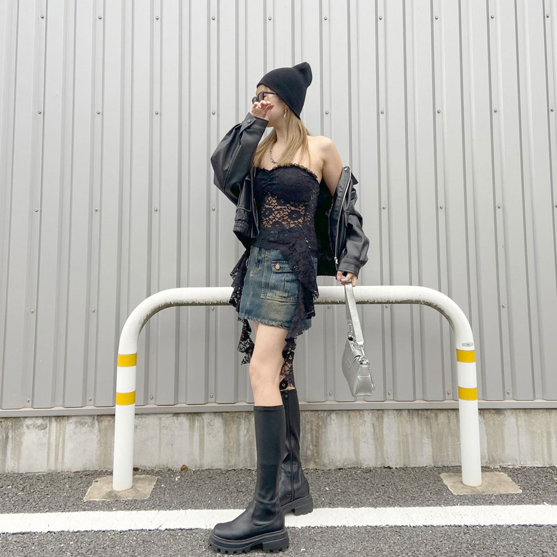 ノンヘッジ non-hedge レースベアアシメトップス (アイボリー) アイボリー