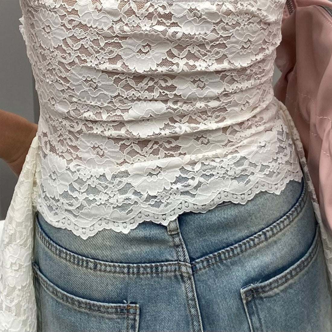 ノンヘッジ non-hedge レースベアアシメトップス (アイボリー) アイボリー