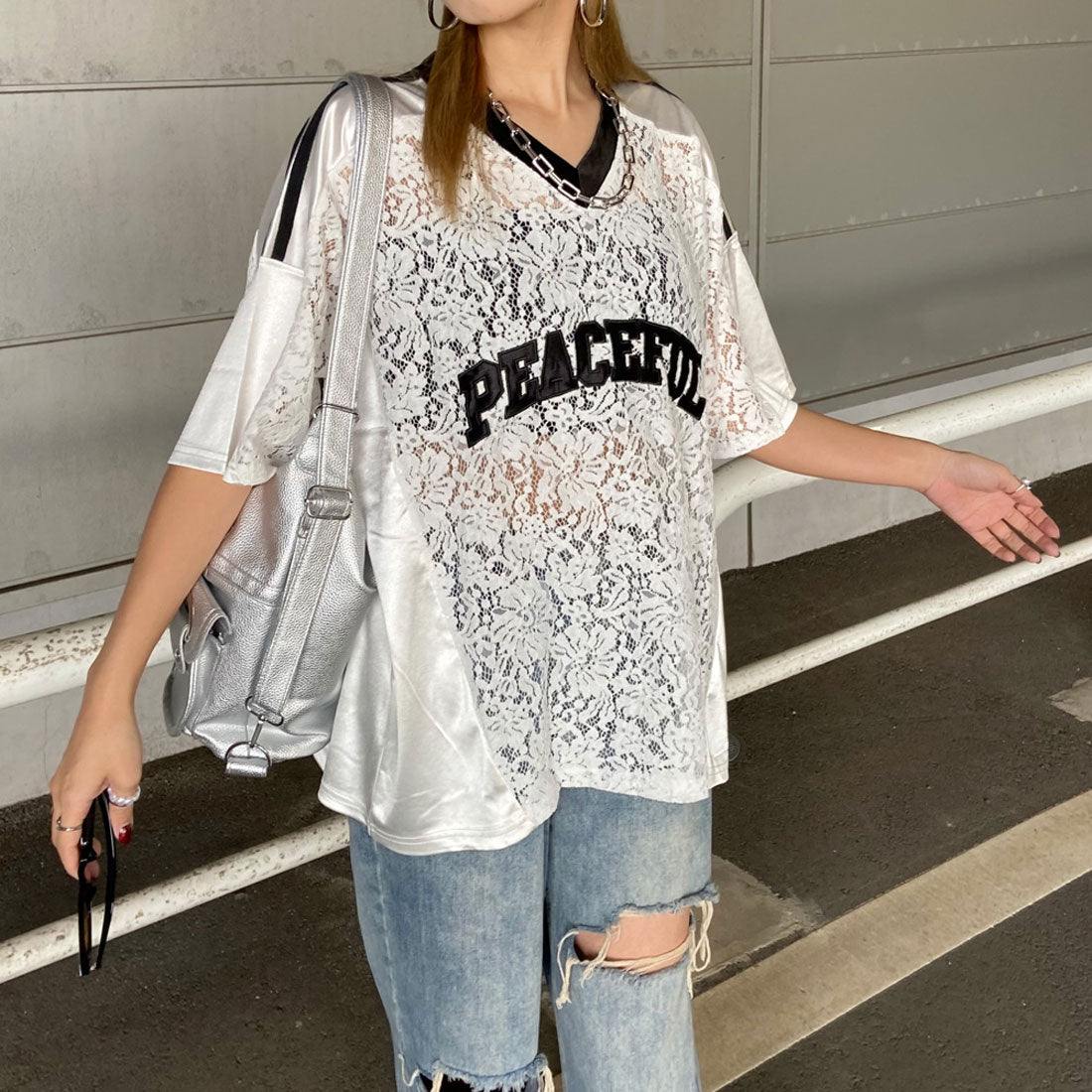 ノンヘッジ non-hedge レースロゴビッグトップス (オフホワイト) オフホワイト