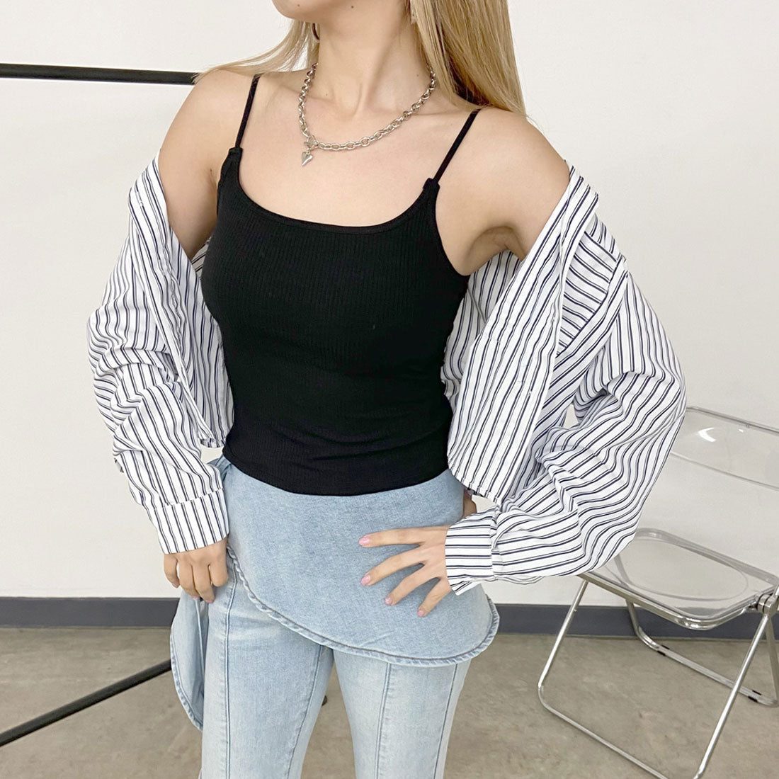 ノンヘッジ non-hedge リブキャミソール (ブラック) ブラック