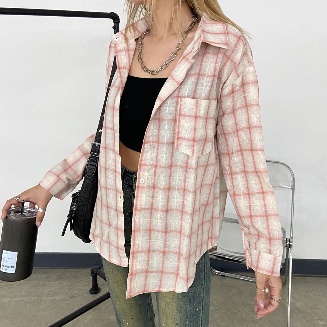 ノンヘッジ non-hedge チェックシャツ (ピンク) ピンク