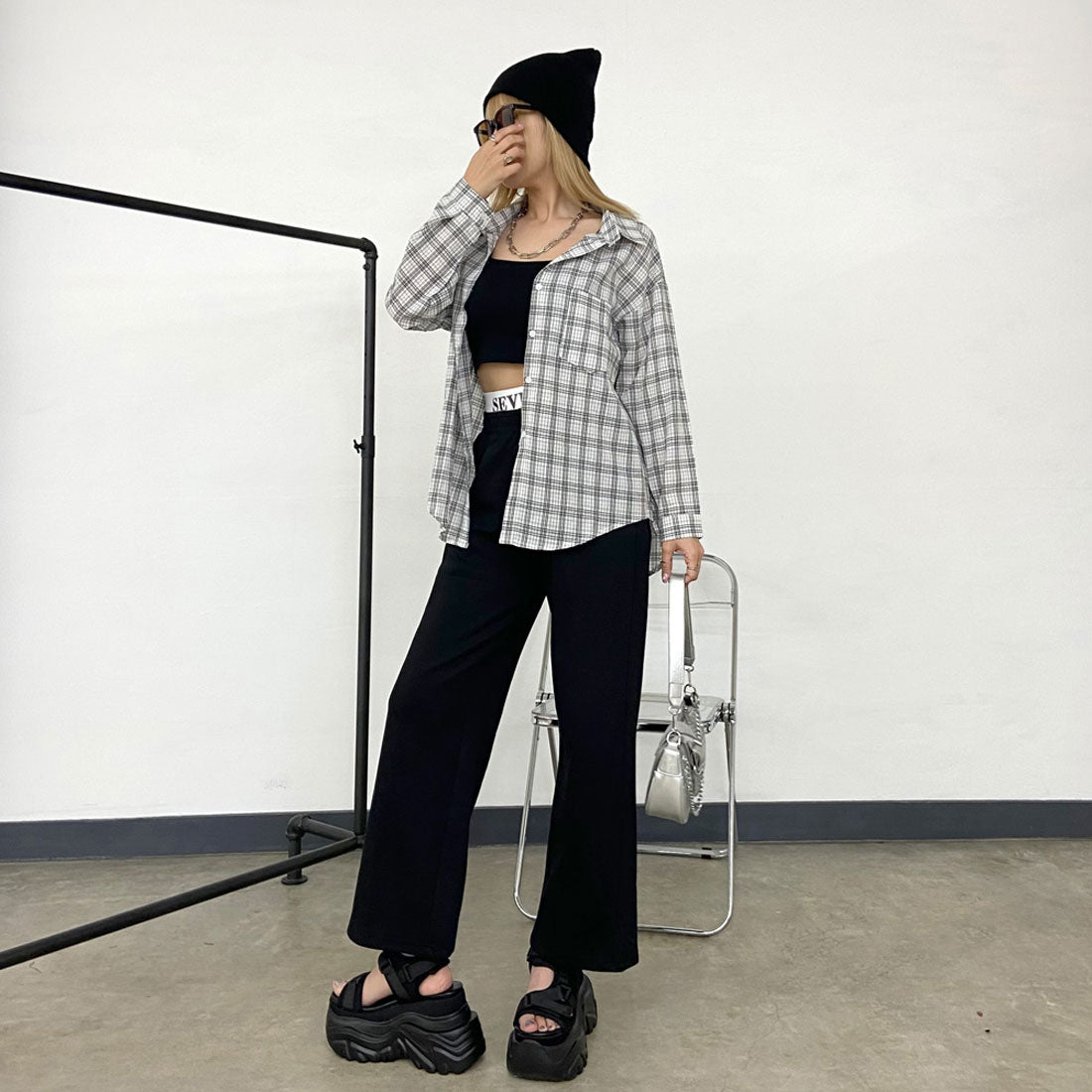 ノンヘッジ non-hedge チェックシャツ (ピンク) ピンク