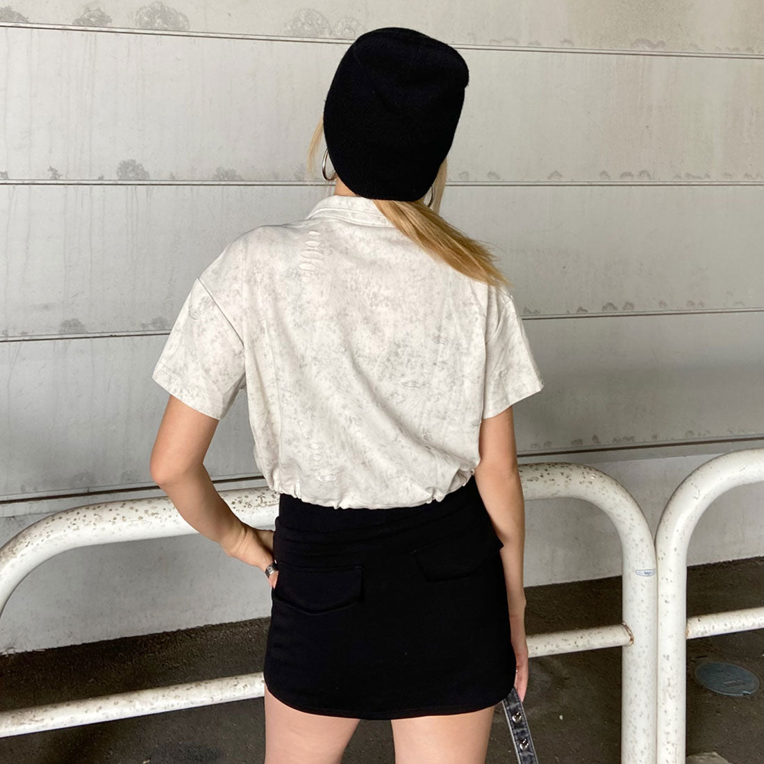 ノンヘッジ non-hedge プレートダメージWZIPトップス (チャコール) チャコール