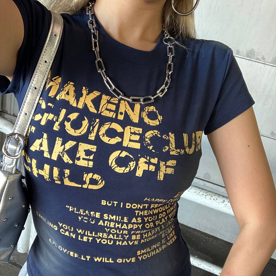 ノンヘッジ non-hedge ロゴムラプリントTシャツ (ネイビー) ネイビー