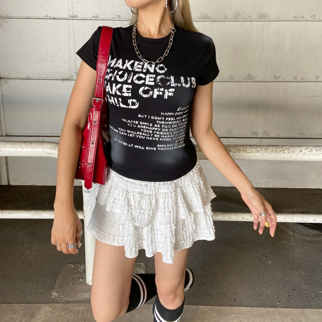 ノンヘッジ non-hedge ロゴムラプリントTシャツ (ネイビー) ネイビー