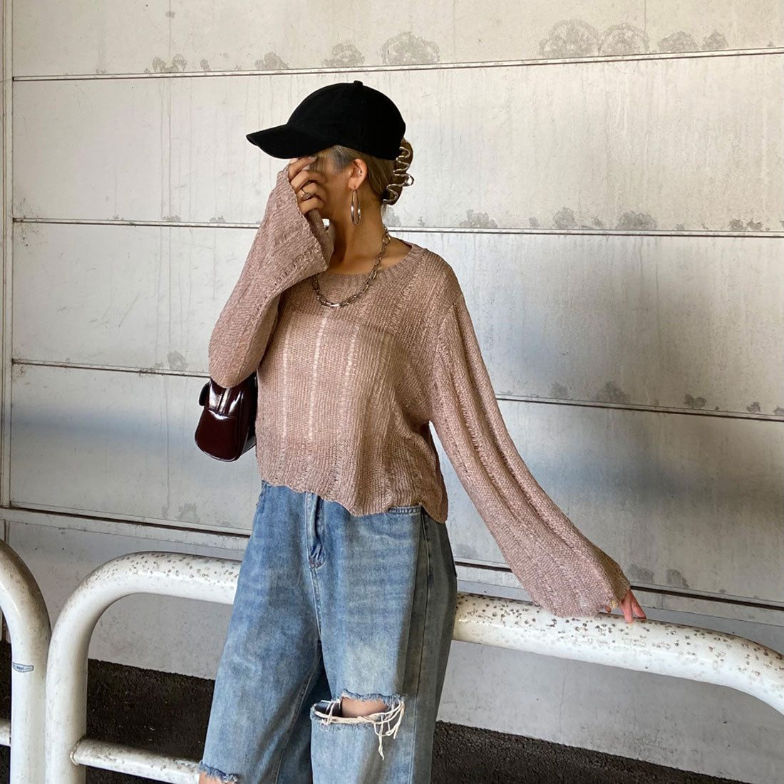 ノンヘッジ non-hedge 透かしプルオーバー (チャコール) チャコール