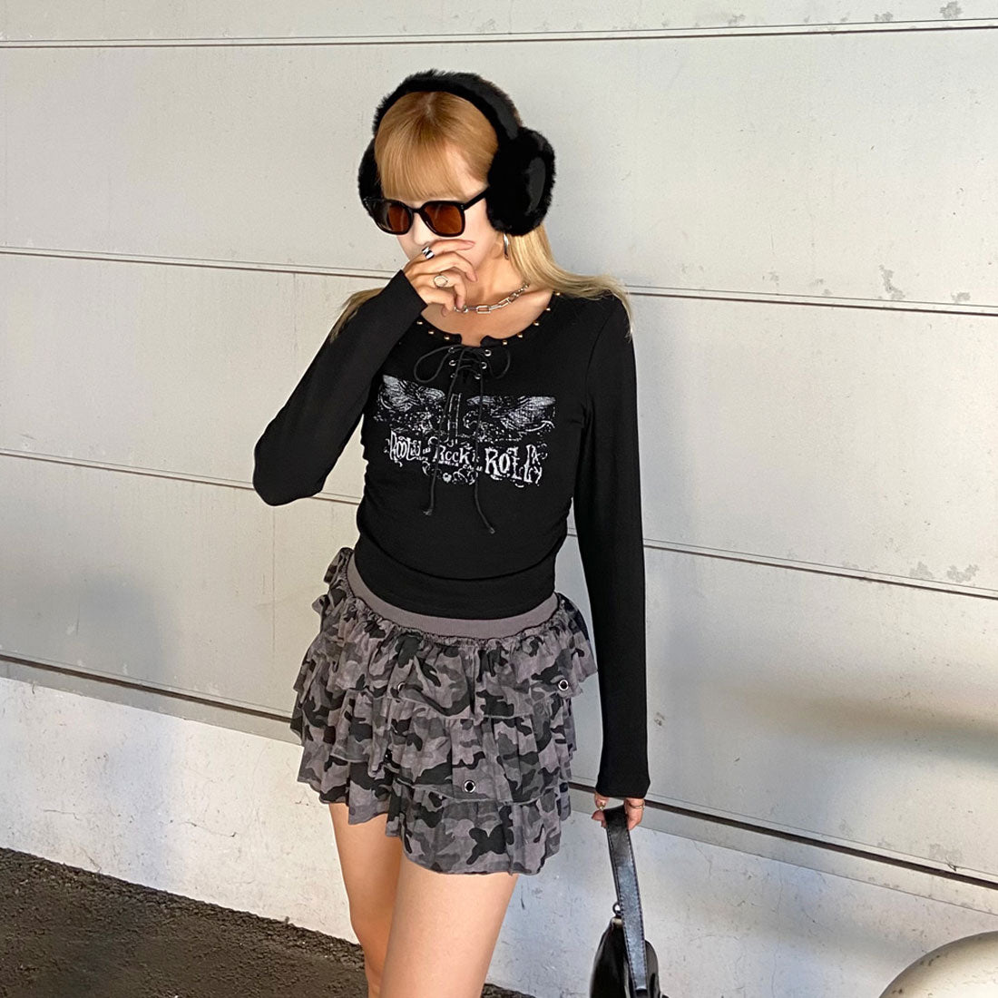 ノンヘッジ non-hedge カットティアードスカート (グレー) グレー