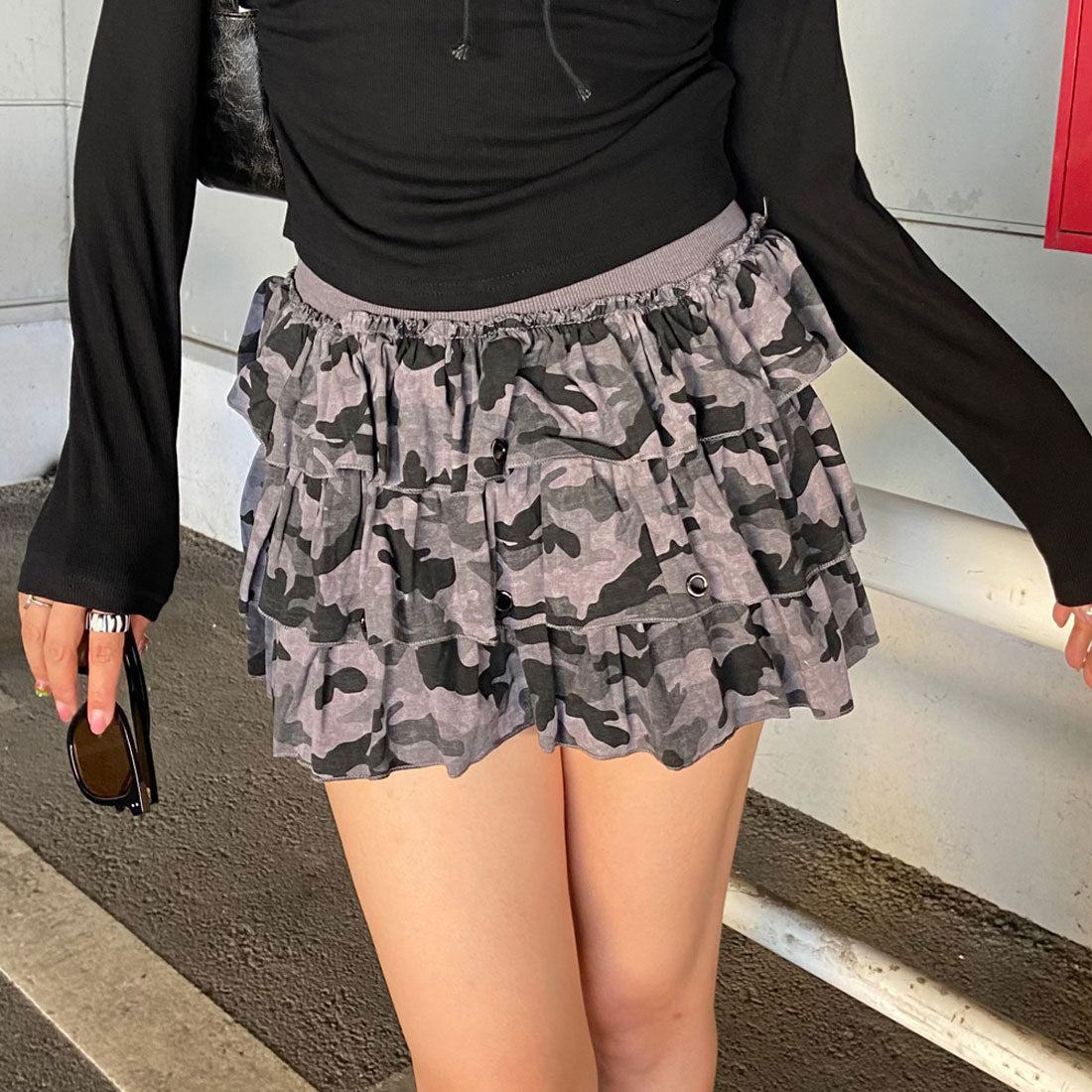 ノンヘッジ non-hedge カットティアードスカート (グレー) グレー