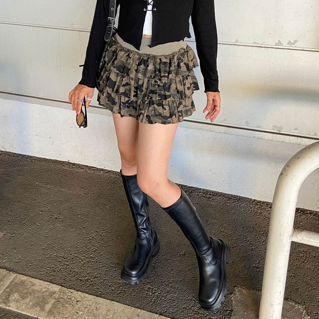 ノンヘッジ non-hedge カットティアードスカート (グレー) グレー