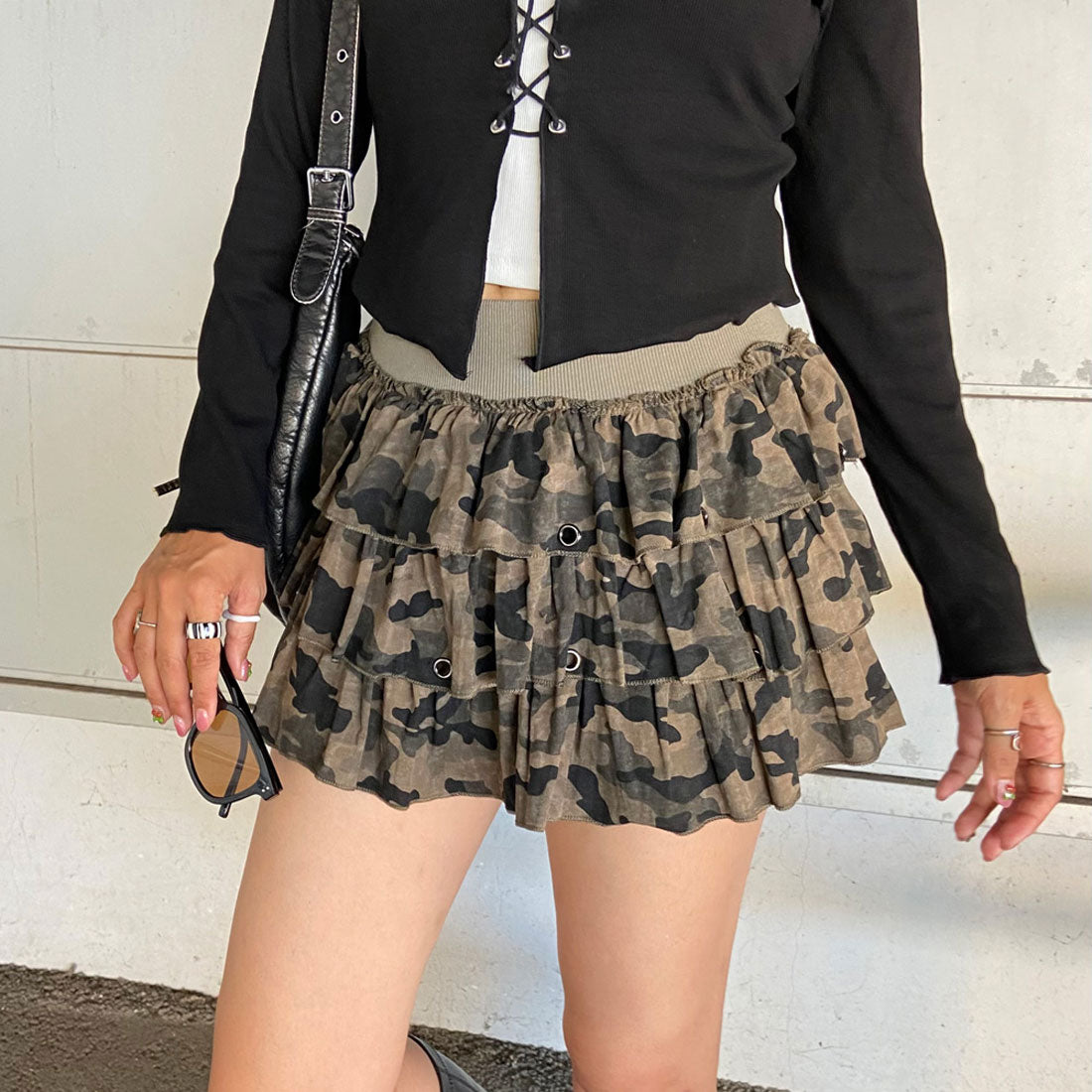 ノンヘッジ non-hedge カットティアードスカート (グレー) グレー