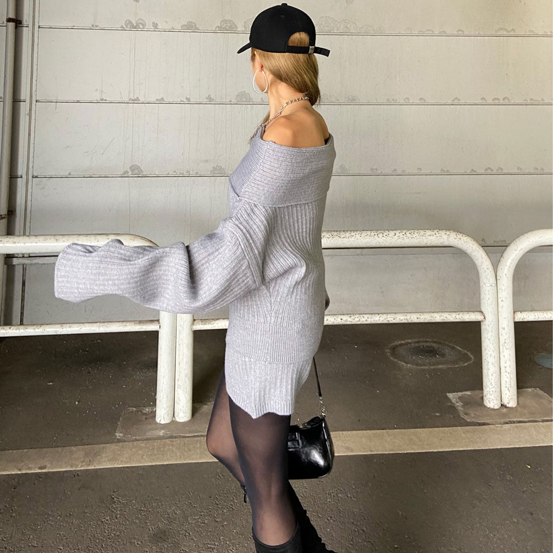 ノンヘッジ non-hedge オフショルニットトップス・ショートパンツセットアップ (モカ) モカ