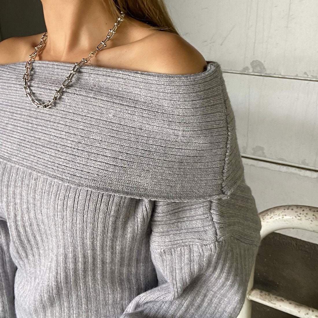 ノンヘッジ non-hedge オフショルニットトップス・ショートパンツセットアップ (モカ) モカ