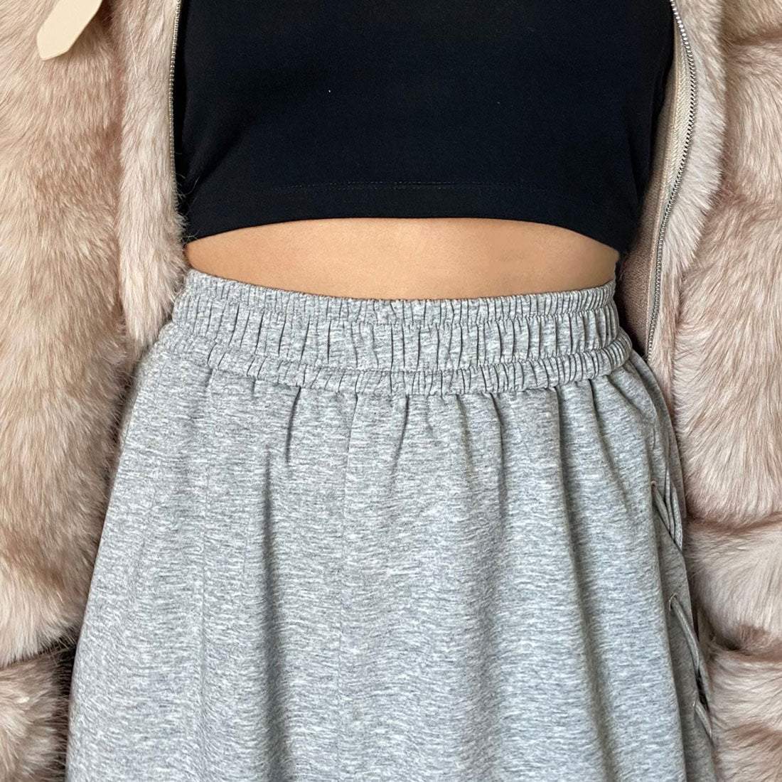 ノンヘッジ non-hedge サイドレースアップカットワイドパンツ (グレー) グレー